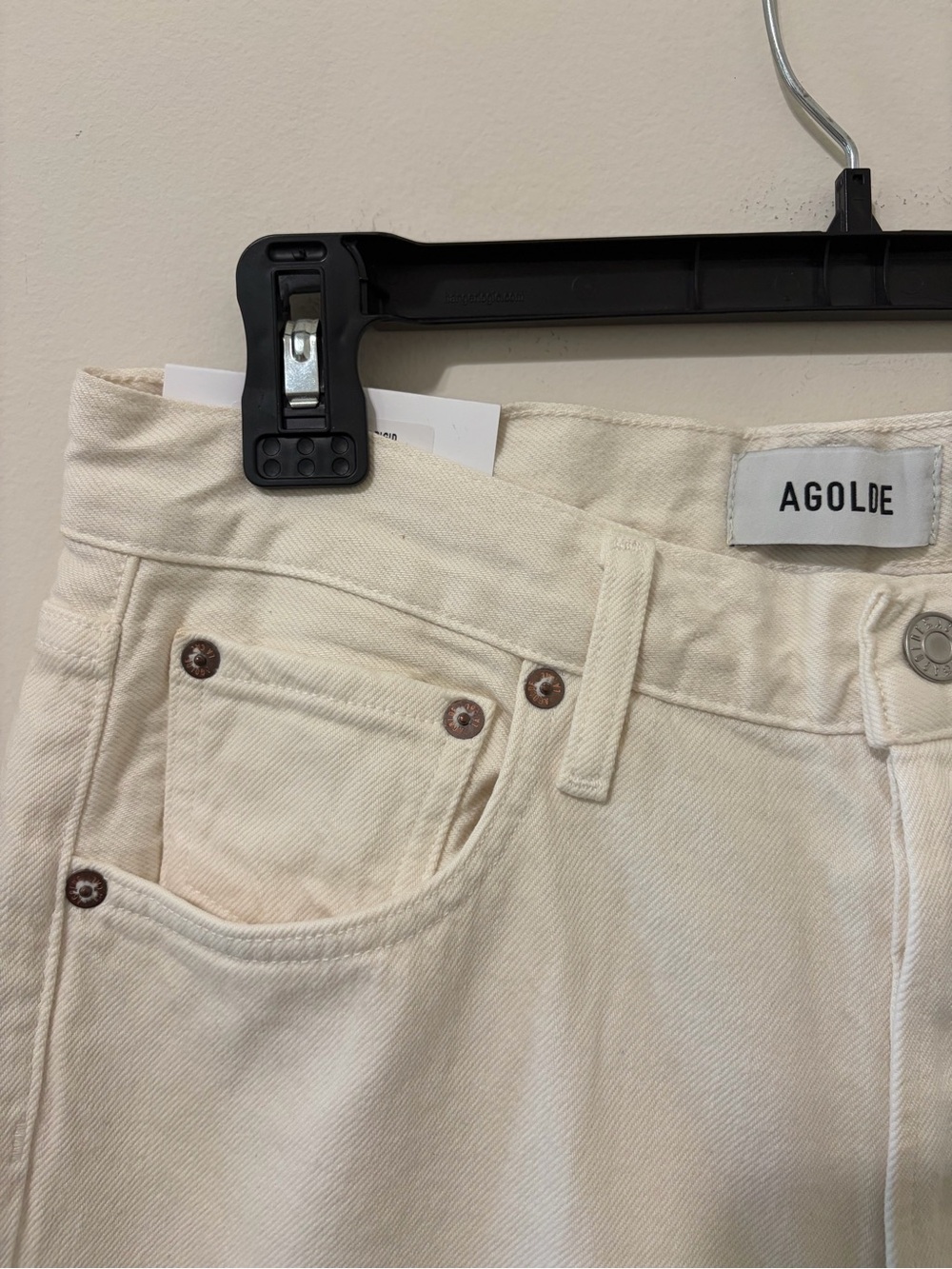AGOLDE REn Jeans 32” Classic High-Rise Wide-Leg Jeans in White FORTUNE COOKIE - Picture 9 of 11